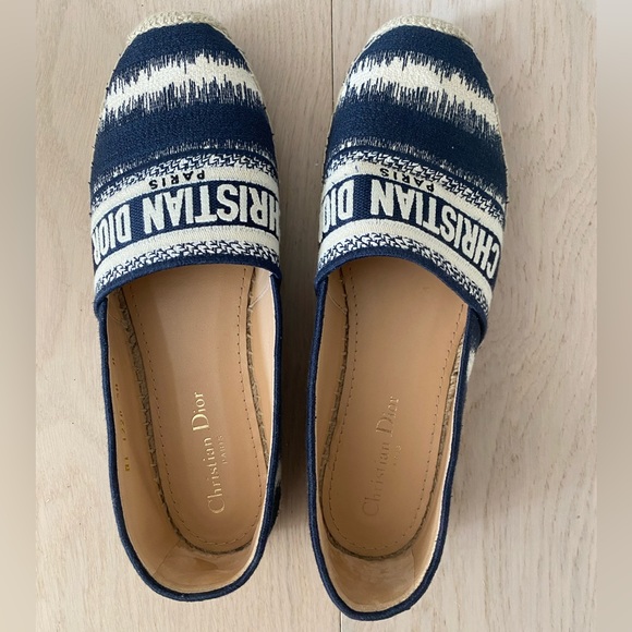 CHRISTIAN DIOR Cotton Embroidered D-Stripes Granville Espadrille size 40 - Picture 4 of 9